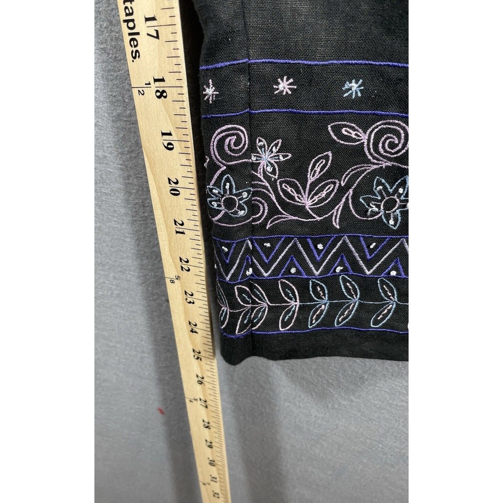 Capri Linen Pants Women's Embroidered‎ Size 12 Carroll Reed - Picture 5 of 7
